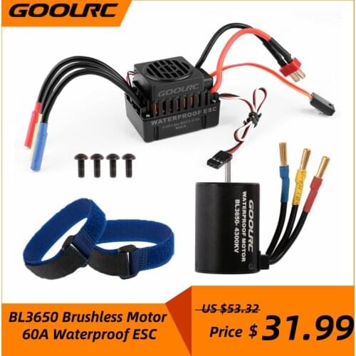 GoolRC 3650 BL3650 Brushless Motor 3100KV 3500KV 3900KV 4300KV RC Car Motor With Waterproof 60A ESC Comble Set 1:10 RC Car Motor