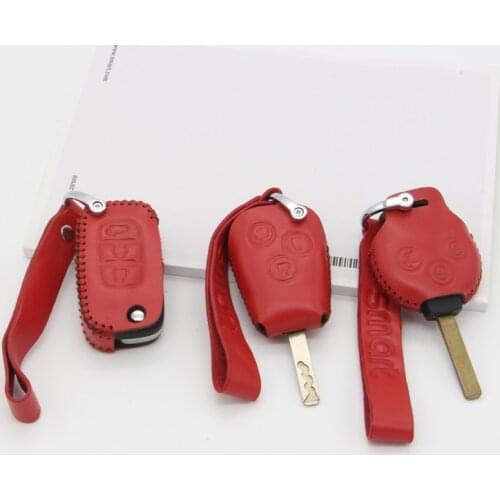 Car Styling Key Case Leather Bag Keychain Protector Interior Decoration For Smart 451 453 fortwo forfour Car Accessories