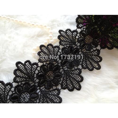 Black Lace Trim, Vintage Lace, Black Venice Lace Trim, Scalloped Lace Trim