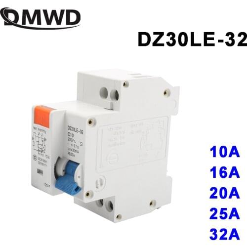 DMWD DPNL DZ30LE-32 1P+N 16A 230V 220V 50HZ/60HZ Residual Current Circuit Breaker With Over Current And Leakage Protection RCBO
