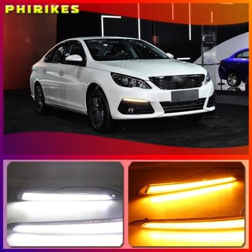 2Pcs Daylight For Peugeot 308 2016 2017 DRL Daytime Running Lights fog lamp cover headlight 12V Daylight