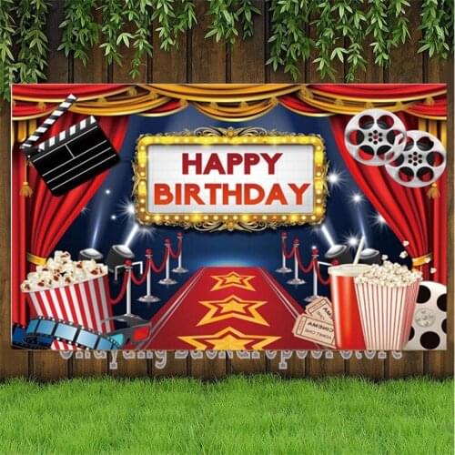 Hollywood Movie Photography Backdrop Kids Birthday Party Red Carpet Curtain Photo Background Decor Banner Studio Prop