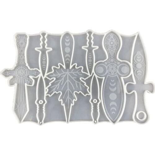 Knife Resin Mold Different Shape Sword Dagger Silicone Epoxy Mould for Halloween Cosplay Keychain Decoration DIY Casting