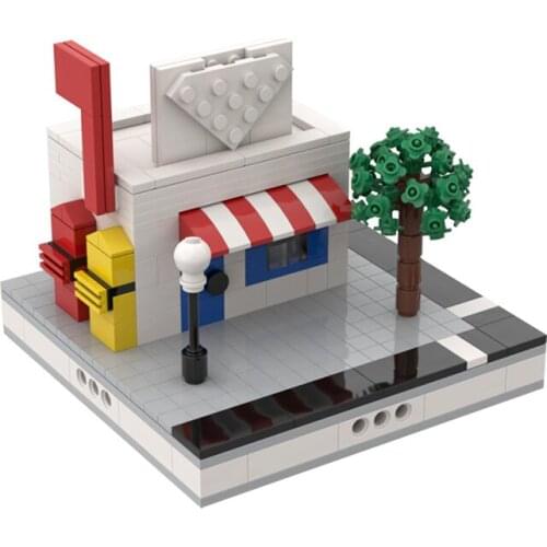 MOC Toys City Street Scene Tree Post Office for a Modular City Building Blocks Modular Construction Bricks Model For Kids Gift