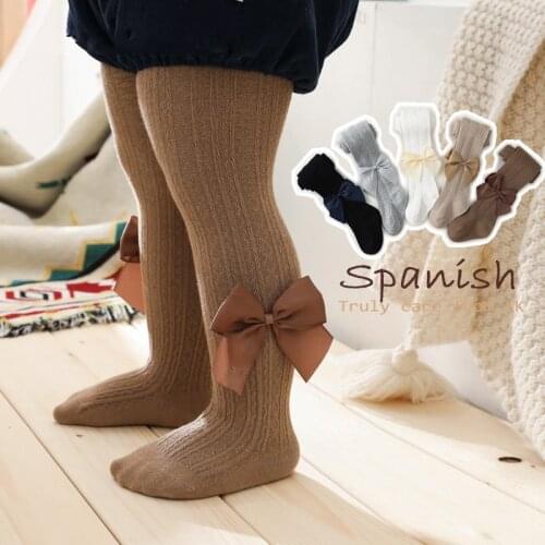 Baby Girls Tights For Children Cable Knit Pantyhose Socks Autumn Leggings Infant Bows Tight Kids Spanish Style Collant 0-10T