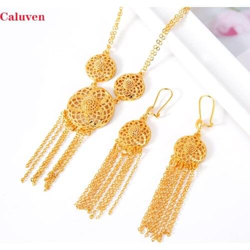 Dubai Jewelry Set for Women Ethiopian Jewelry sets African Earrings Sets Gold Color Necklace Eritrean Bridal Jewelry