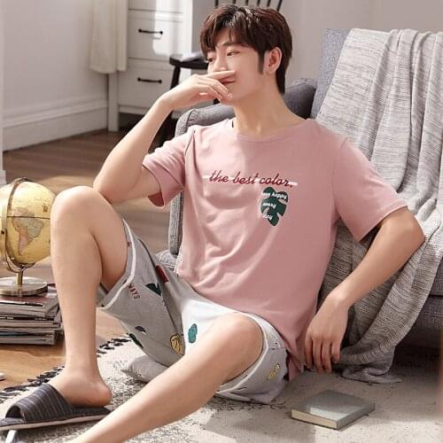 Summer Cotton Pajamas Short Sleeve Youth Simple Homewear Suit Thin Style Set