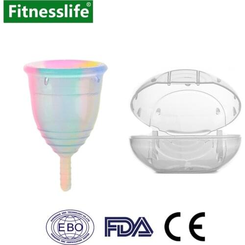 Menstrual Cup Reusable with Storage Case Leak-proof Medical Grade Silicone Women Feminine Hygiene Women Lady Period Size S L