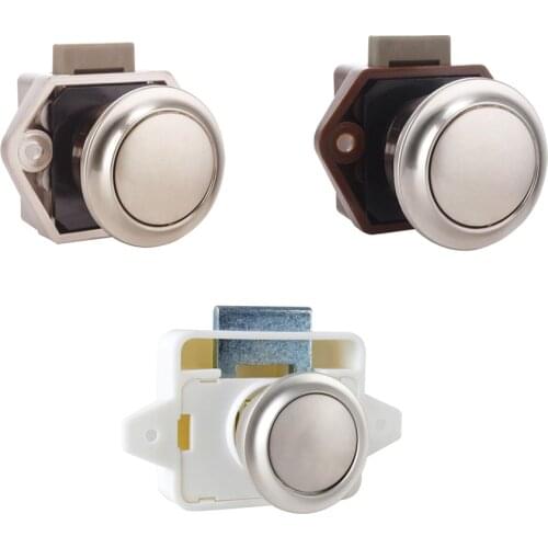 Mini Push Lock Button Catch Lock Cupboard Door Knob Camper Caravan Motorhome RV Cabinet Drawer Push Latch Diameter 25mm