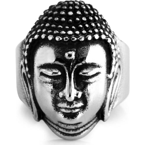 Monla Buddha Head Bless Ring 316L Stainless Steel Buddhism Jewelry Wholesale Price