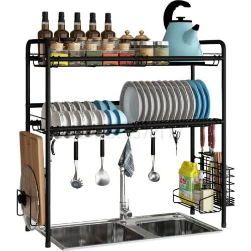 Dish Organizer Drying Rack Kitchen Shelf Over Sink Utensils Holder Bowl Dish Draining Shelf Kitchen Storage Countertop Organizer
