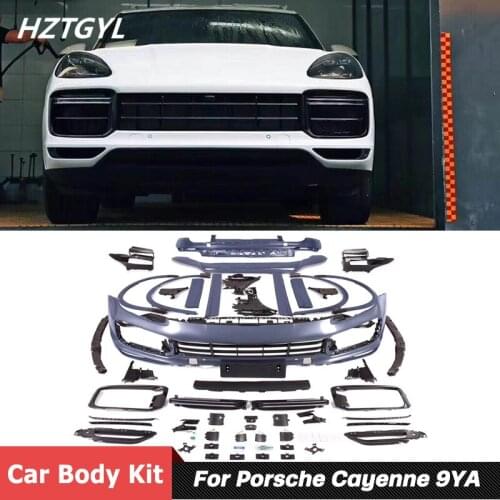 Unpainted PP Material GTS Style Front Rear Bumper Diffuser Side Skirts Fender Flare With Exhaust Pipes For Porsche Cayenne 9YA