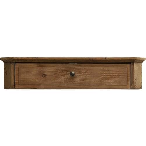 Recyclable wood wall shelf cabinet door storage nostalgic home decoration living room kitchen bathroom pine worm hole
