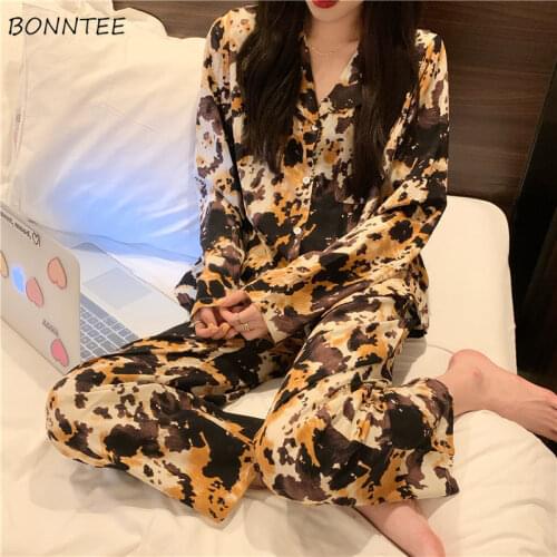 Pajama Sets Spring Simple Breathable Soft Artistic Ulzzang Chic Ladies Sleepwear College Plus Size 3XL Popular Homewear Outfits