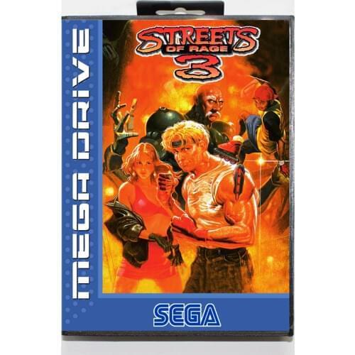 Sega MD games card - Streets of Rage 3 with box for Sega MegaDrive Video Game Console 16 bit MD card