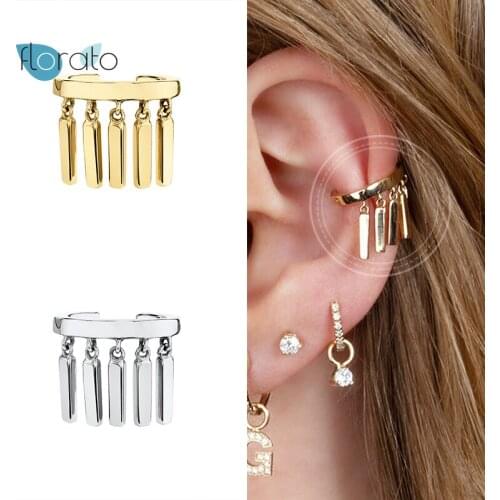 1PC 24k Gold-Plated Silver Ear Cuff For Women Metal Punk Rock Style Clip On Earrings Ear Cuff Without Piercing Earrings Jewelry