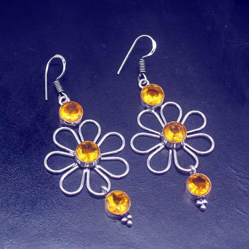 Gemstonefactory Big Promotion 925 Silver Amazing Sweet Honey Topaz Women Ladies Gifts Dangle Drop Earrings 20212408