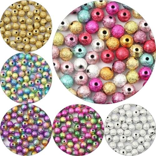 Mixed/Gold/Rainbow Dia 6 8 10 12 mm Stardust Acrylic Round Ball Spacer Loose Beads For Jewelry Making Bracelet DIY Findings