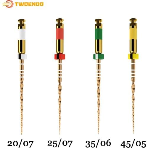 Dental W One Gold Rotary Files for Endo Root Canal Treatment Heat Activation Niti Endodontics Files 4pcs Dentist Material