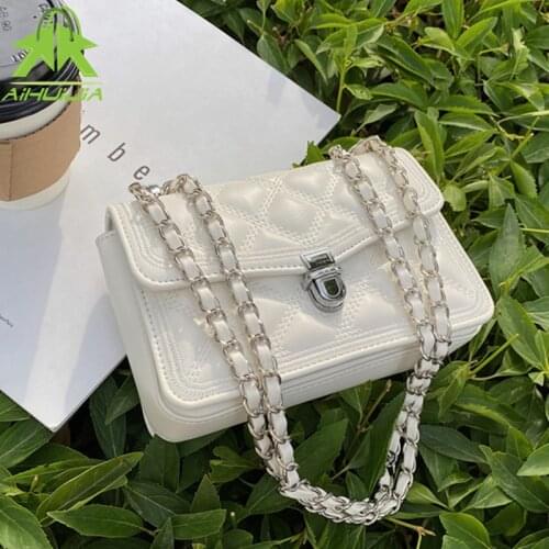 Fashion Simplicity Solid Color Woman Shoulder Bag New PU Leather Chain Small Square Bag 2021 High Quality Designer Messenger Bag