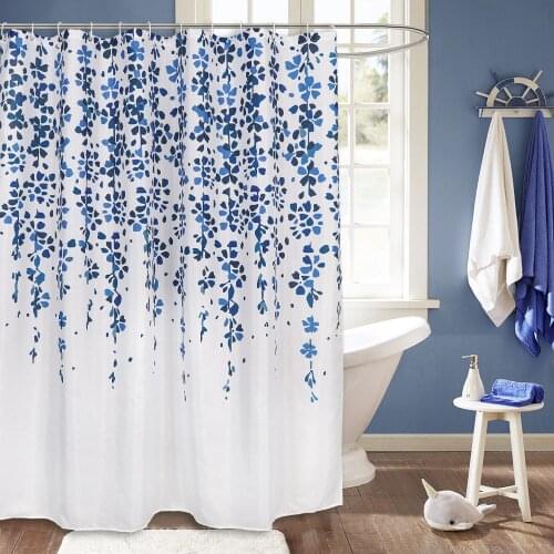 2021 Unique Design Bath Curtain Partition Waterproof Shower Curtains Yellow Blue Printed Pattern 90x180cm Gift for Parents