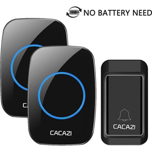 CACAZI Waterproof Wireless Doorbell No Battery Need US EU UK Plug LED Self-powered Doorbell 120M Remote Home Ring Calling Bell