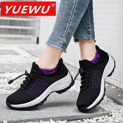 YUEWU Womens Walking Shoes Sock Sneakers Breathe Comfortable Nursing Shoes Casual Platform Loafers Thick Bottom Women Shoes