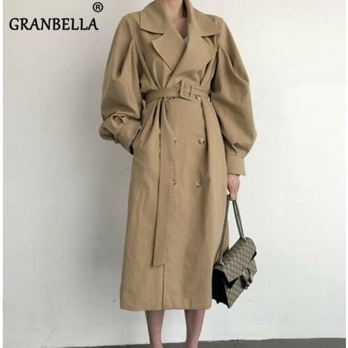 2020 spring autumn New Fashion Streetwear Double Breasted overcoats casual womens windbreaker lantern sleeve women Trench coats