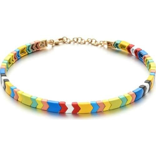 ZMZY Rainbow Chain Choker Necklace For Women Girl Hip Hop Candy Cute Club Necklace Cool Statement Jewelry