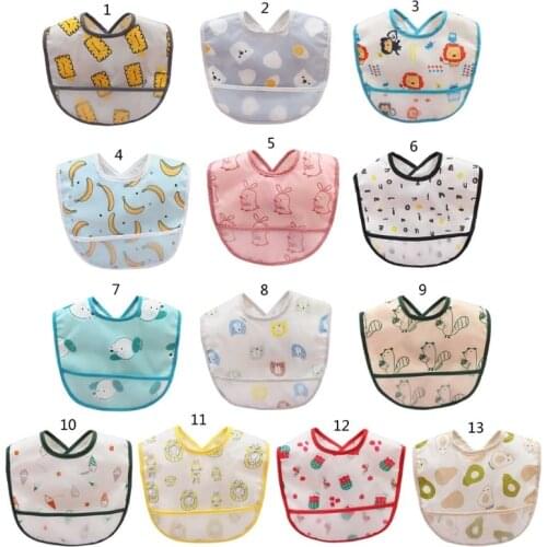 1 Pc Cartoon Print Waterproof Baby Bibs Infant Feeding Apron Smock Burp Cloth Saliva Towel Newborn Gifts