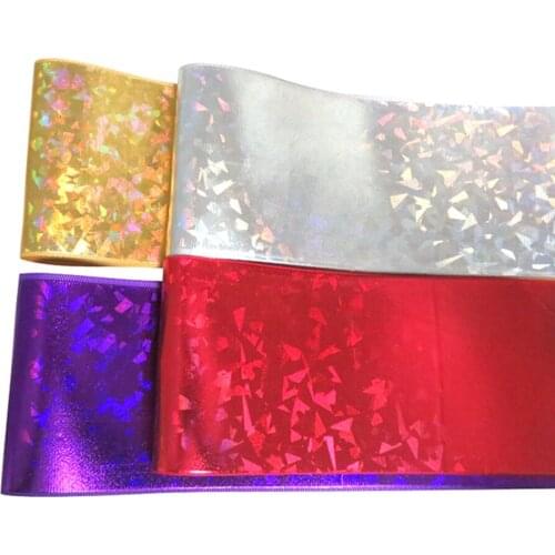 100Y/lot 75mm 3" diamond hologram foil printed polyester grosgrain ribbon welcome custom order