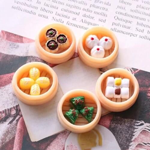 5pcs 1:12 Scale Miniature Dollhouse Chinese Dim Sum Food for 1/6 Blyth Barbies BJD Doll Pretend Play Kitchen Decor Toys