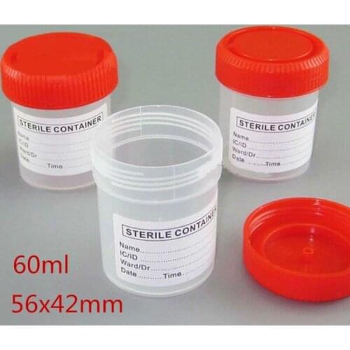5pcs Hospital Urine Collection Sample Cup Specimen Bottle Container 60ML Plastic Cup Container for Medical Use