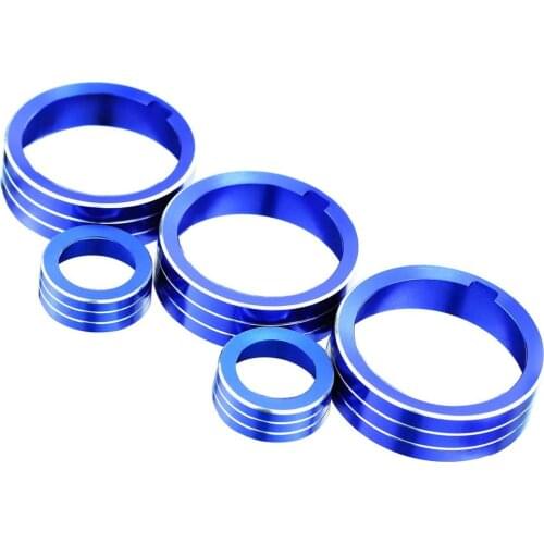 Aluminum Alloy Air Conditioner / Audio /Trailer / Switch Knob Cover Trim For for MK7 Golf Blue Color 5PC