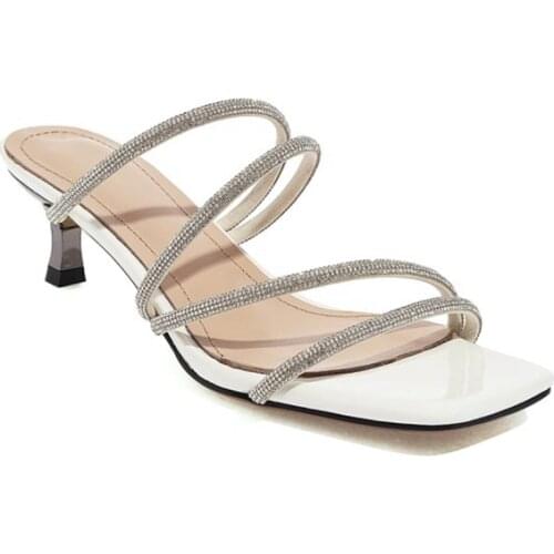 BLXQPYT 2021 Leather Gladiator Sandals Big Size 42 43 Pumps Elegant Square Toe High Heels Party Wedding Women Shoes Sandals 1903