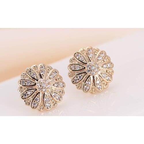 DE184 Fashion Exquisite Elegant 4A Zircon Flower Ear Stud GIRLS Gift Party Banquet WOMENS Jewelry Earrings 2021