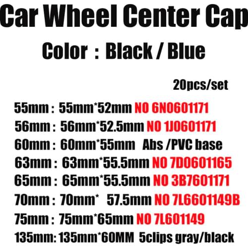 20pcs Badge 76mm 70mm 65mm 63mm 60mm 56mm 55mm Emblem Car Rims Logo Cover Wheel Center Hub Cap For B6 B7 CC Golf MK5 MK6 Label