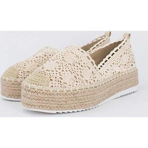 Shoes Woman Flat Chaussures Femme Zapatos De Mujer Womens Hollow Platform Casual Shoes Solid Color Breathable Wedge Espadrilles