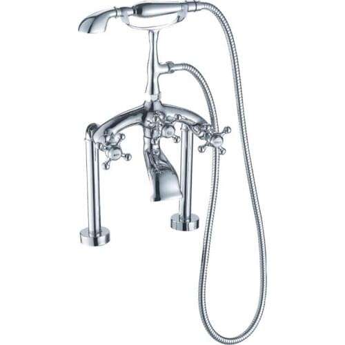 Hot and cold water copper double mix shower bath crock bibcock on floor water shower bibcock side cylinder