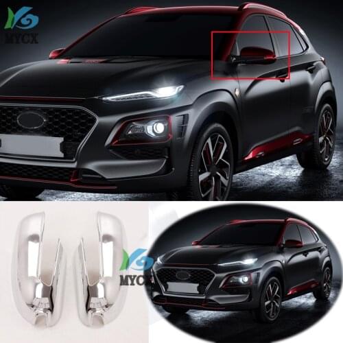 Chrome Car Styling Side Mirrors Glossy Pairs Cover Accessories For Hyundai Kona 2018 2019 2020 Rearview Rear View Overlay