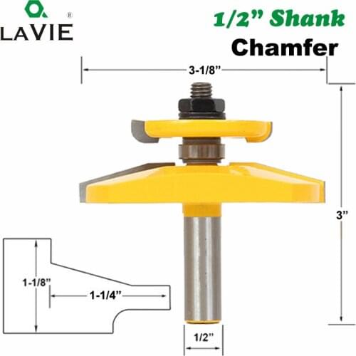LAVIE 1pc 12mm 1/2" Shank 15 Degree Chamfer Raised Panel Ogee Router Bit Backcutter 3-1/2" Dia Woodworking Tenon Cutter MC03142