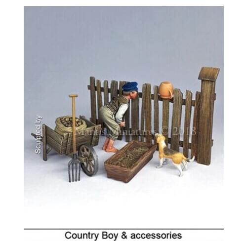 1/35 Country Boy with Accessories Resin Model Miniature figure Unassembly Unpainted