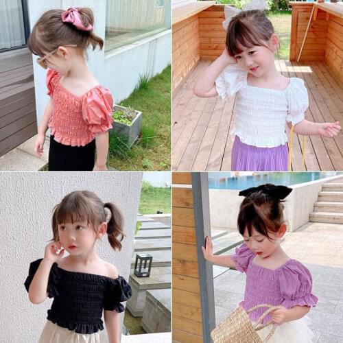 Fashion Girls Tshirt Kids Tops Summer Clothes Children T-shirts for Baby Girl T Shirts solid