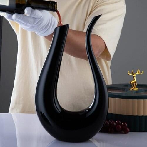 2 Styles 1500-2000ml Wine Decanter U-Shaped Pot-Bellied-Shape Creative Plating Gold separator Crystal Glass Wine Pourer Bar Gift