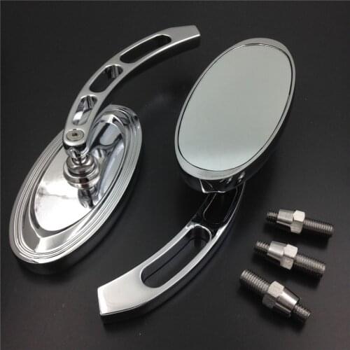 Motorcycle Rear view Side Rearview Mirrors Chrome Oval Shape For Honda For Kawasaki For Suzuki For Yamaha Cruiser Bikes