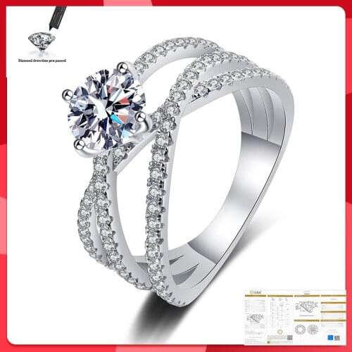 Moissanite Ring 1ct VVS1 Round Cut F Color Lab Diamond 925 Silver Jewelry Love Token Woman Girlfriend Courtship Gift