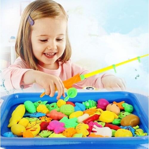 20Pcs/set Fish Toy Fishing Game Girls Set Suit Magnetic Fishing Play Water Ring Baby Toys Children Boys Kids Game Pool Toys