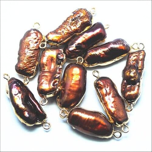 4pcs nature cultured freshwater pearl orange color long biwa baroque potato shape 3 colors availble