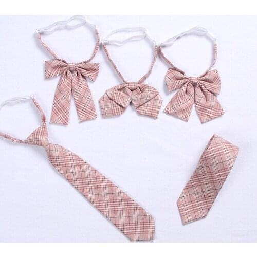 New Orthodox Jk Pink Lattice Tie Uniform Japanese Korean High School Girls Bowtie School Student Uniform Sailor Suit Accessories