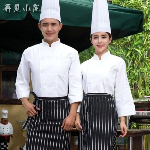 Adult Checkedout Chef Wear Long Sleeve Shirt Hotel Restaurant Chef Uniforms Autumn and Winter Kitchen Clothing Plus Size B-5558